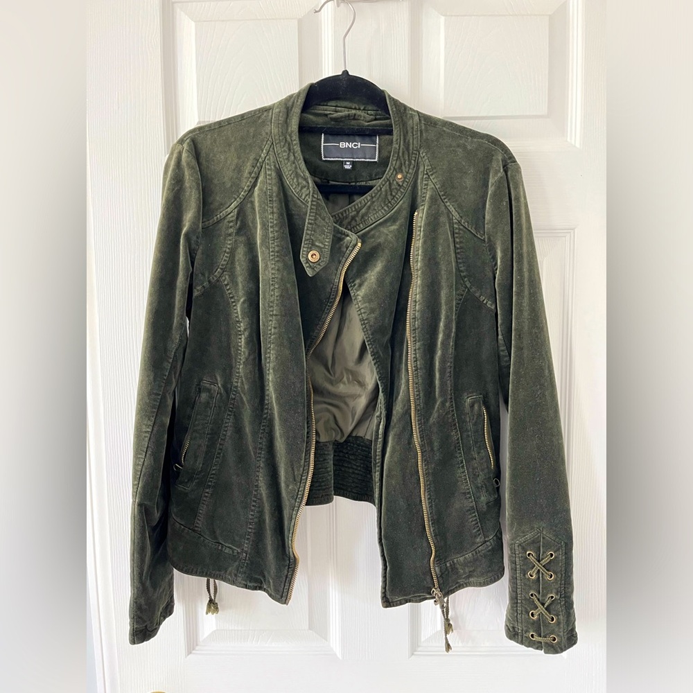 BNCI faux suede motto jacket